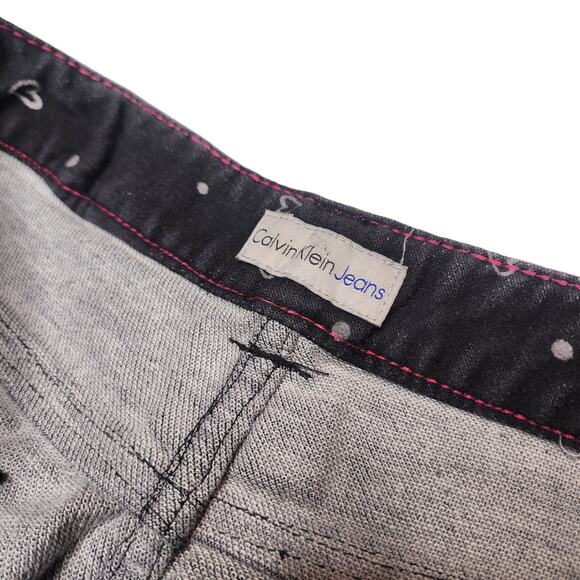 Calvin Klein Jeans Kids Black Shorts Rare HTF Heart Print Youth Size 14 Denim - Picture 4 of 11